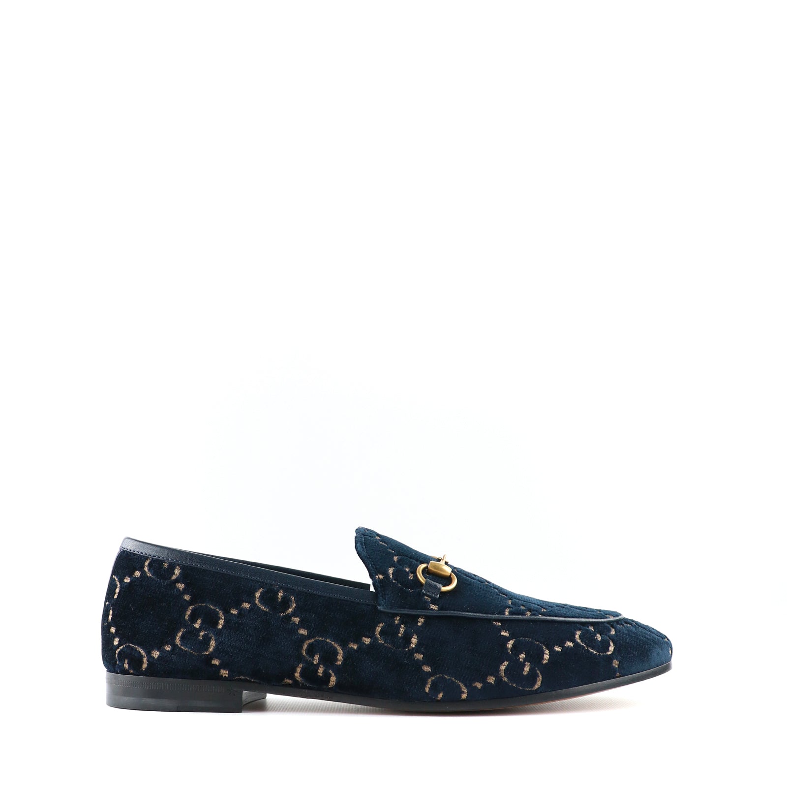 GUCCI - Mocassins Jordaan en velours bleu marine (T39,5)