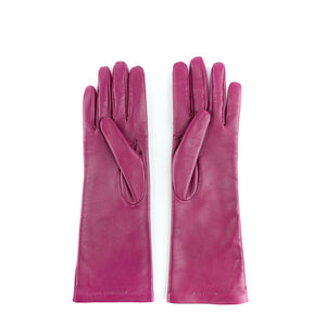 SAINT LAURENT - Gants en cuir mauve (M)