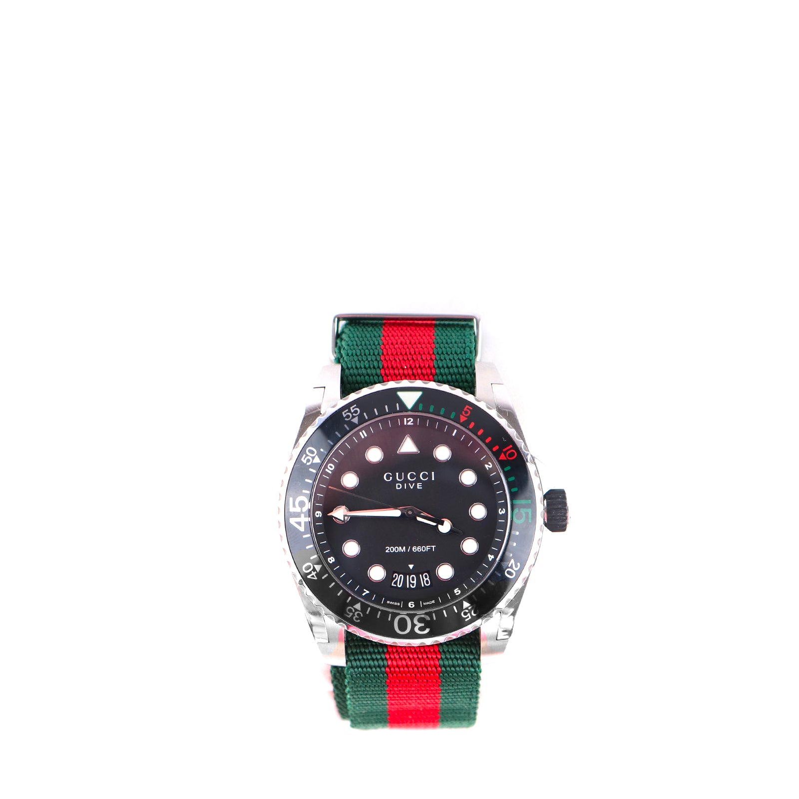 GUCCI - Dive 45mm watch in steel and web bracelet