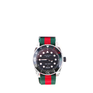 GUCCI - Dive 45mm watch in steel and web bracelet