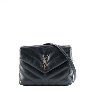 SAINT LAURENT - Sac à bandoulère Loulou Toy en cuir noir matelassé