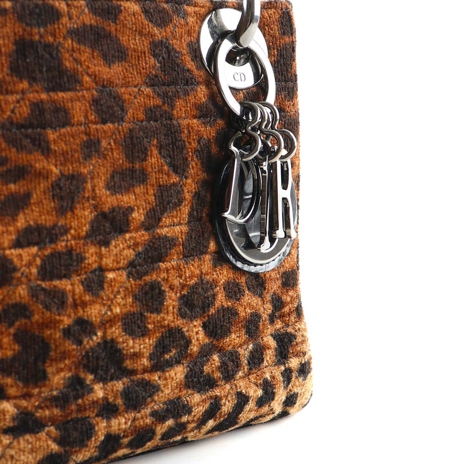 DIOR - Lady Dior mini handbag in leopard canvas and leather