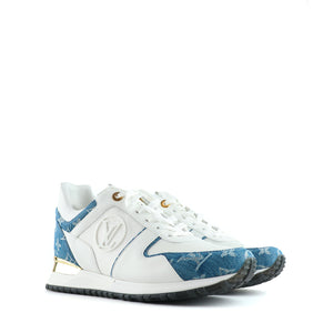 LOUIS VUITTON - Run Away sneakers in leather and denim (T39.5)