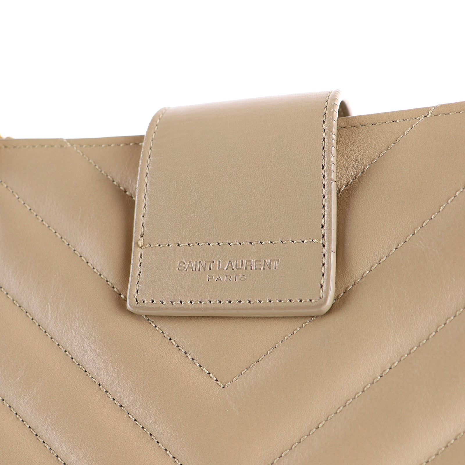 SAINT LAURENT - Sac cabas Shopping Monogramme en cuir lisse beige