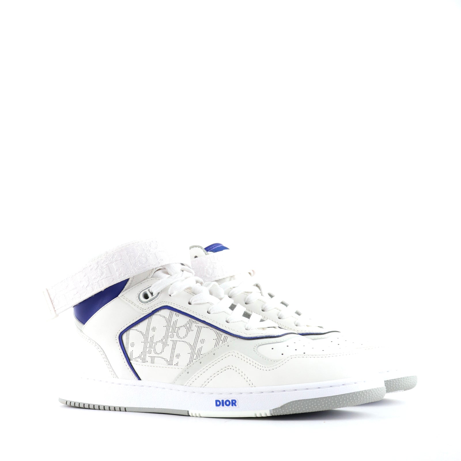 DIOR - B27 High sneakers in white and navy blue leather (T43)