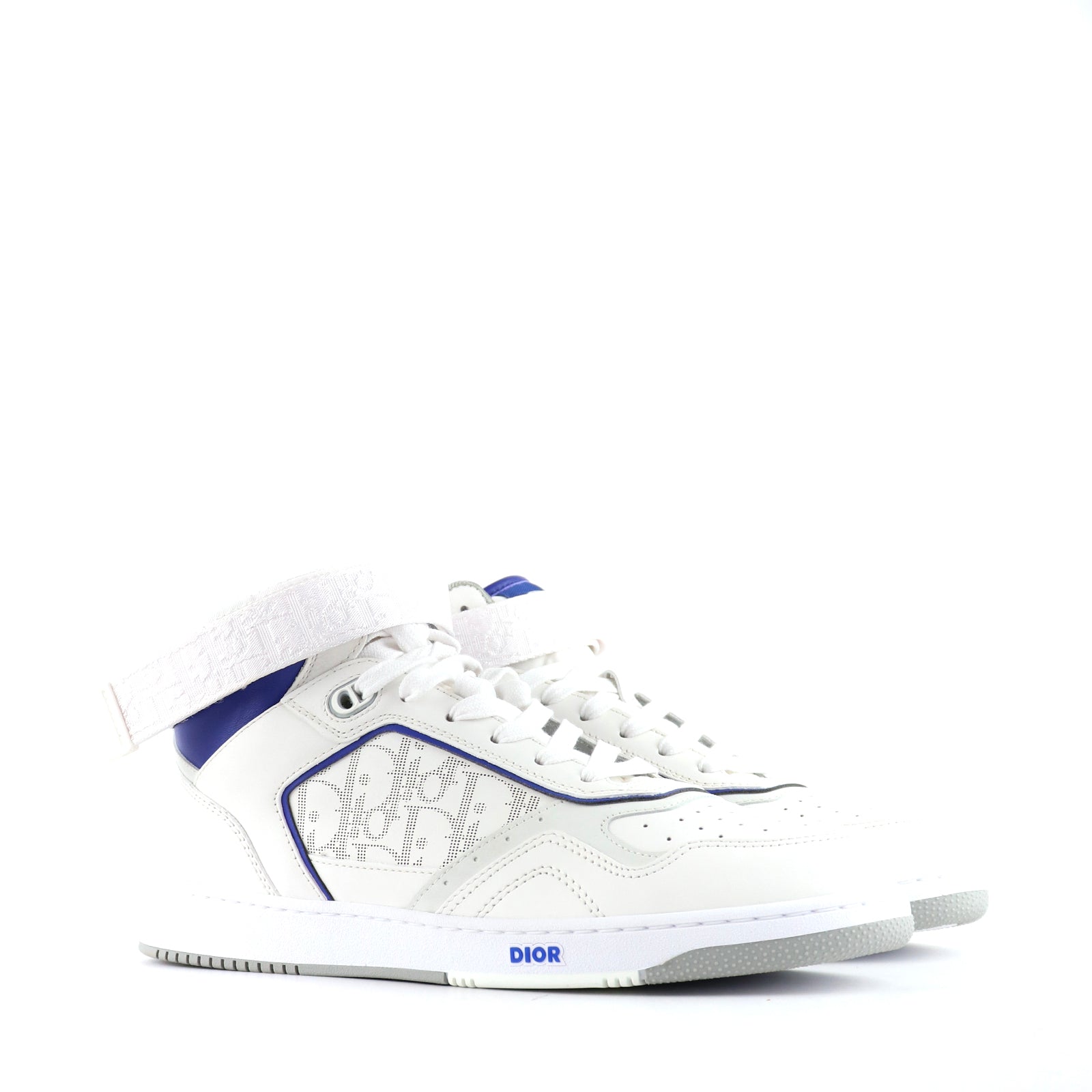 DIOR - Sneakers B27 High en cuir blanc et bleu marine (T43)