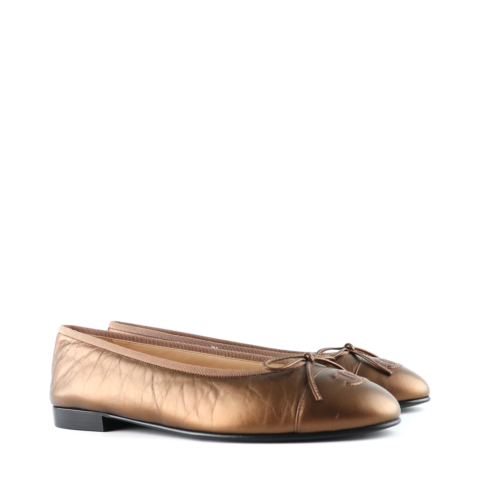 CHANEL - Bronze leather ballerinas (T39)