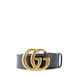 GUCCI - Ceinture GG Buckle Marmont en cuir lisse noir (T85)
