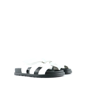 HERMÈS - Chypre sandals in white leather (T34.5)