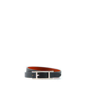 HERMÈS - Behapi Double Tour bracelet in black and gold leather