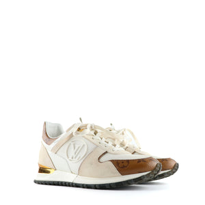 LOUIS VUITTON - Run Away sneakers in leather and monogram canvas (T37)