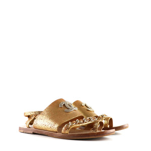CHANEL - Gold leather sandals (T37)