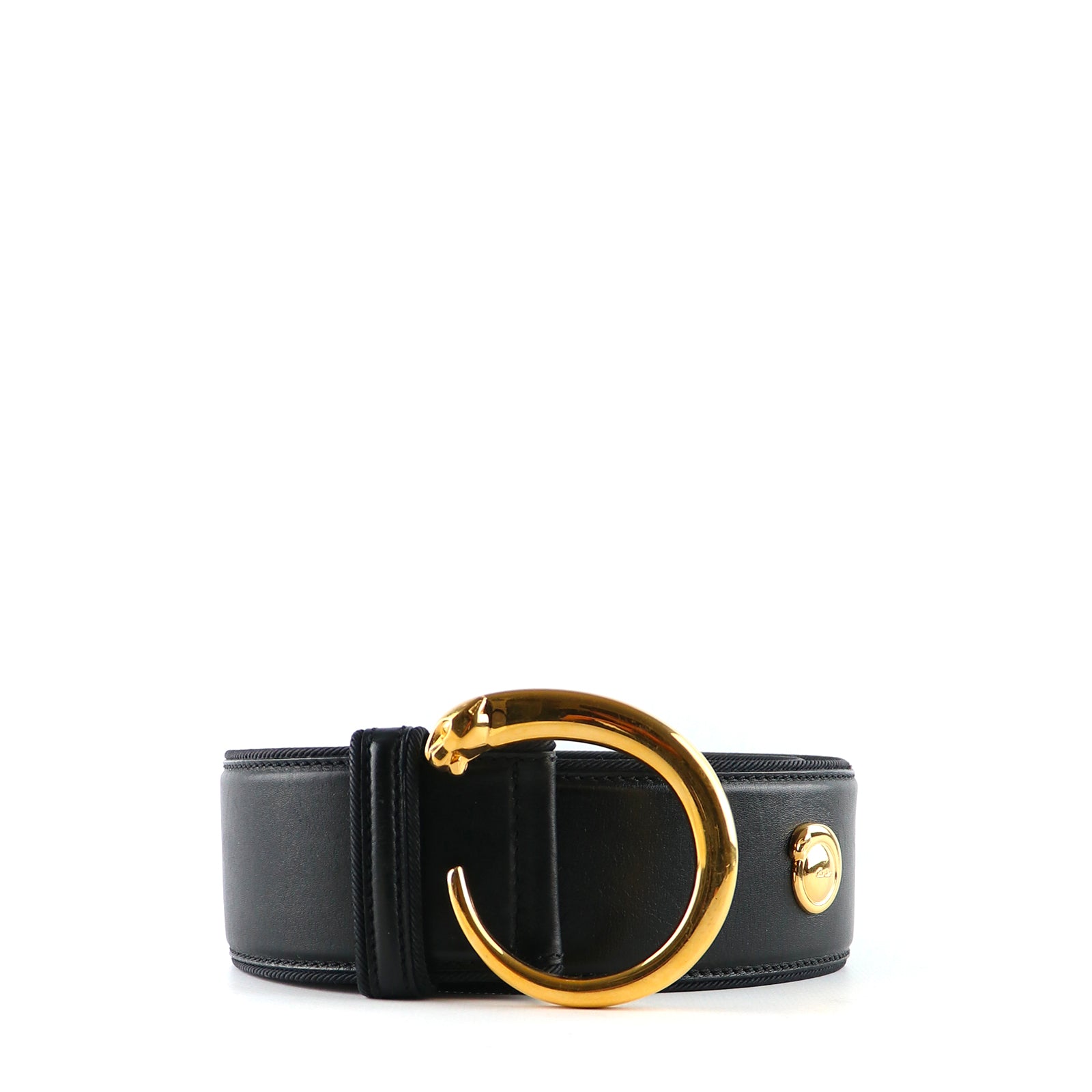 CARTIER - Ceinture Panthère en cuir noir vintage (T70)