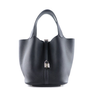 HERMÈS - Sac Picotin 22 en cuir Taurillon Clémence noir