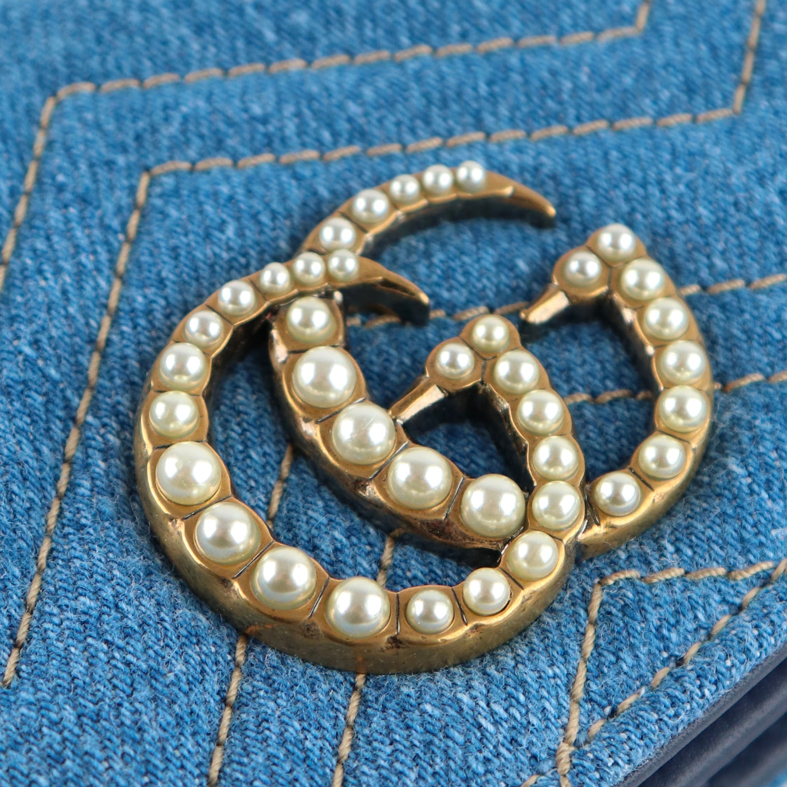 GUCCI - Portefeuille GG Marmont en denim