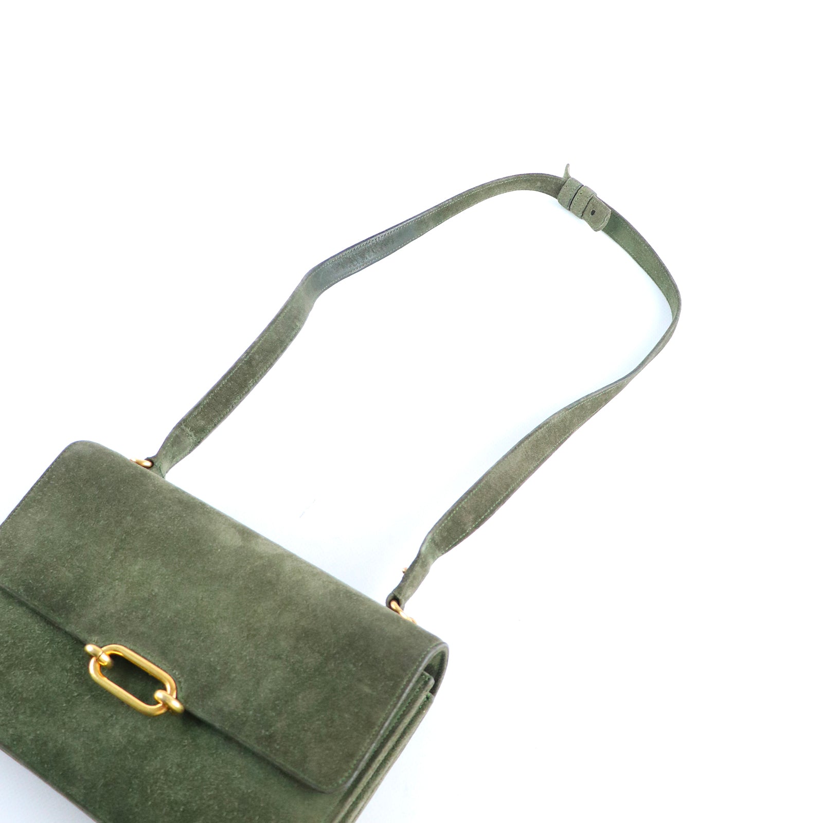 HERMÈS - Fonsbelle shoulder bag in vintage green suede