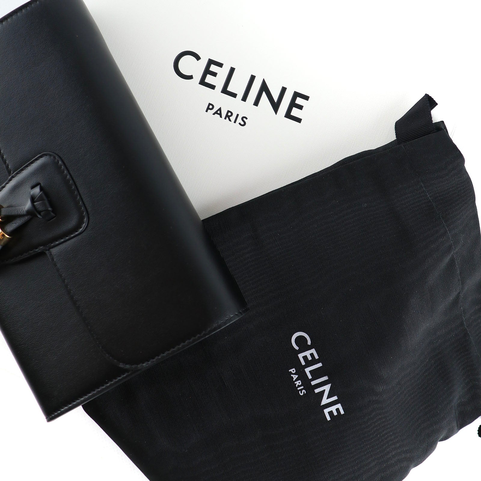 CELINE - Sac à bandoulière Pompon en cuir noir