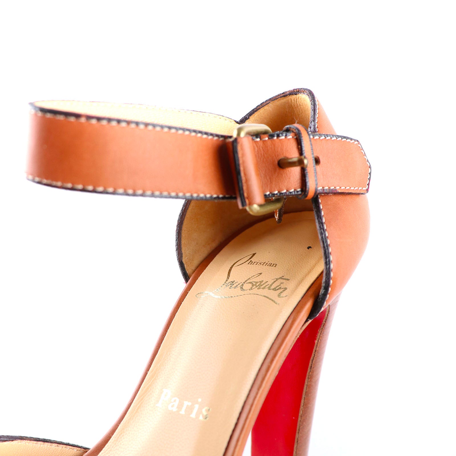 LOUBOUTIN - Sandales en cuir marron (T36,5)