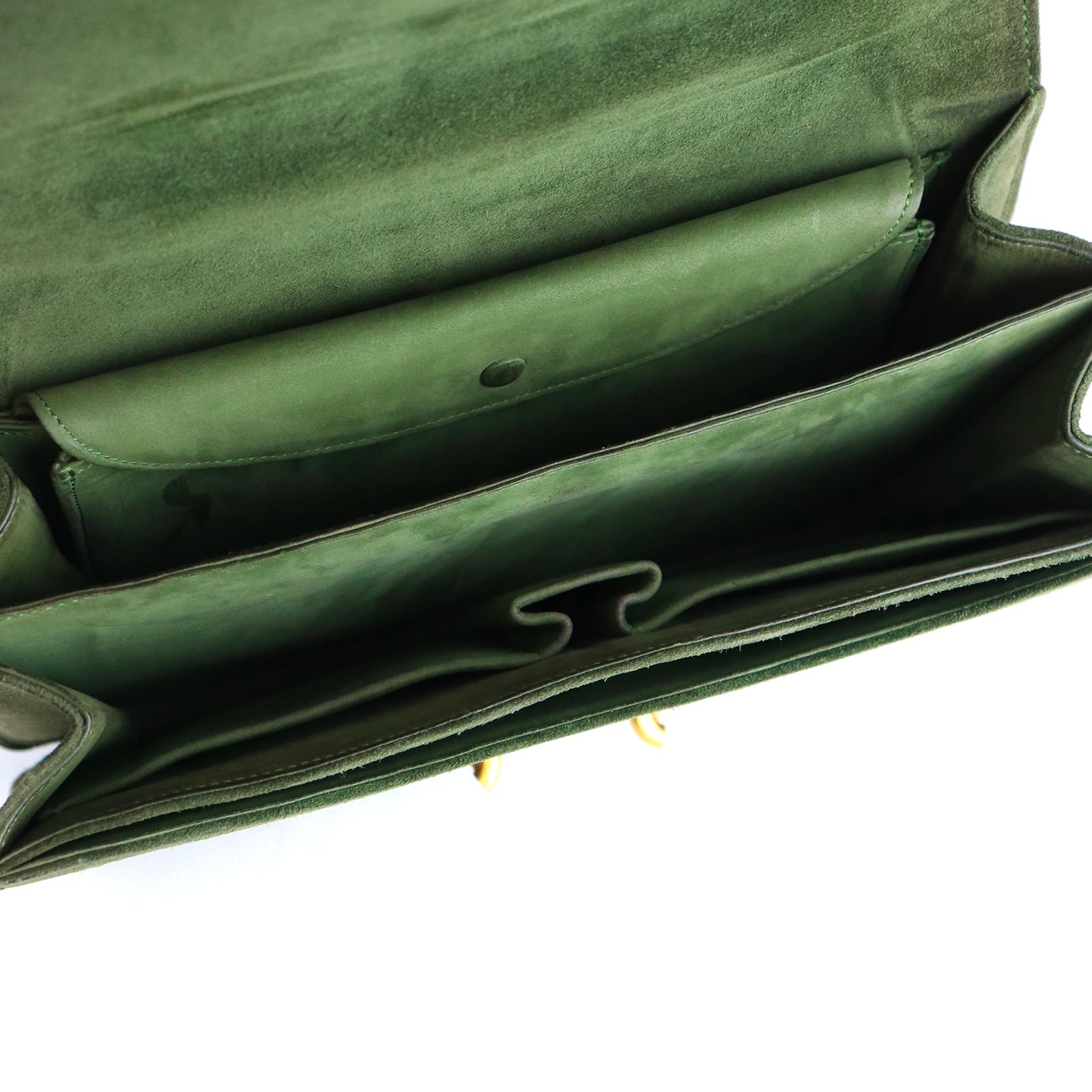 HERMÈS - Fonsbelle shoulder bag in vintage green suede