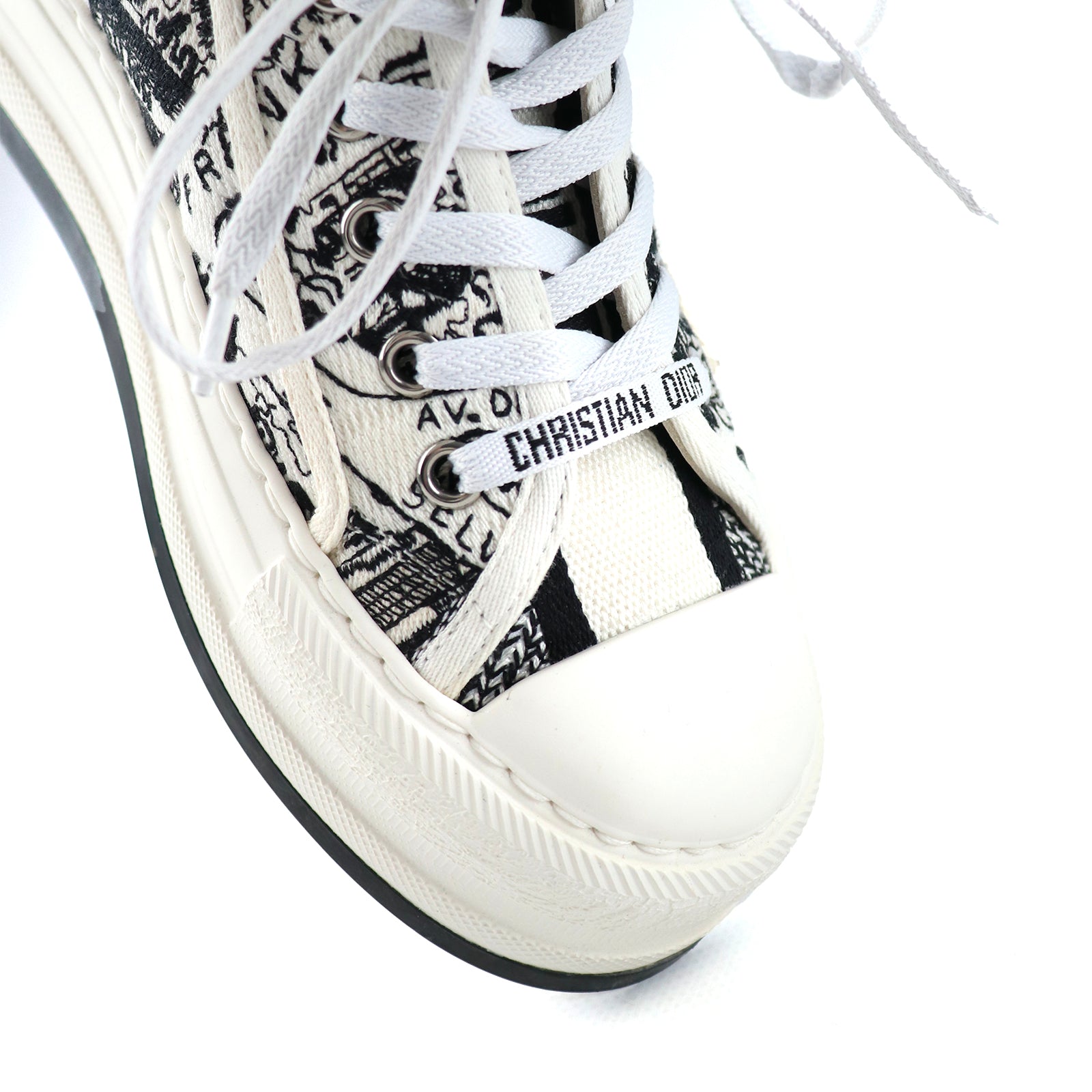 DIOR - Sneakers montantes à plateforme Walk'N'Dior en toile (T34)