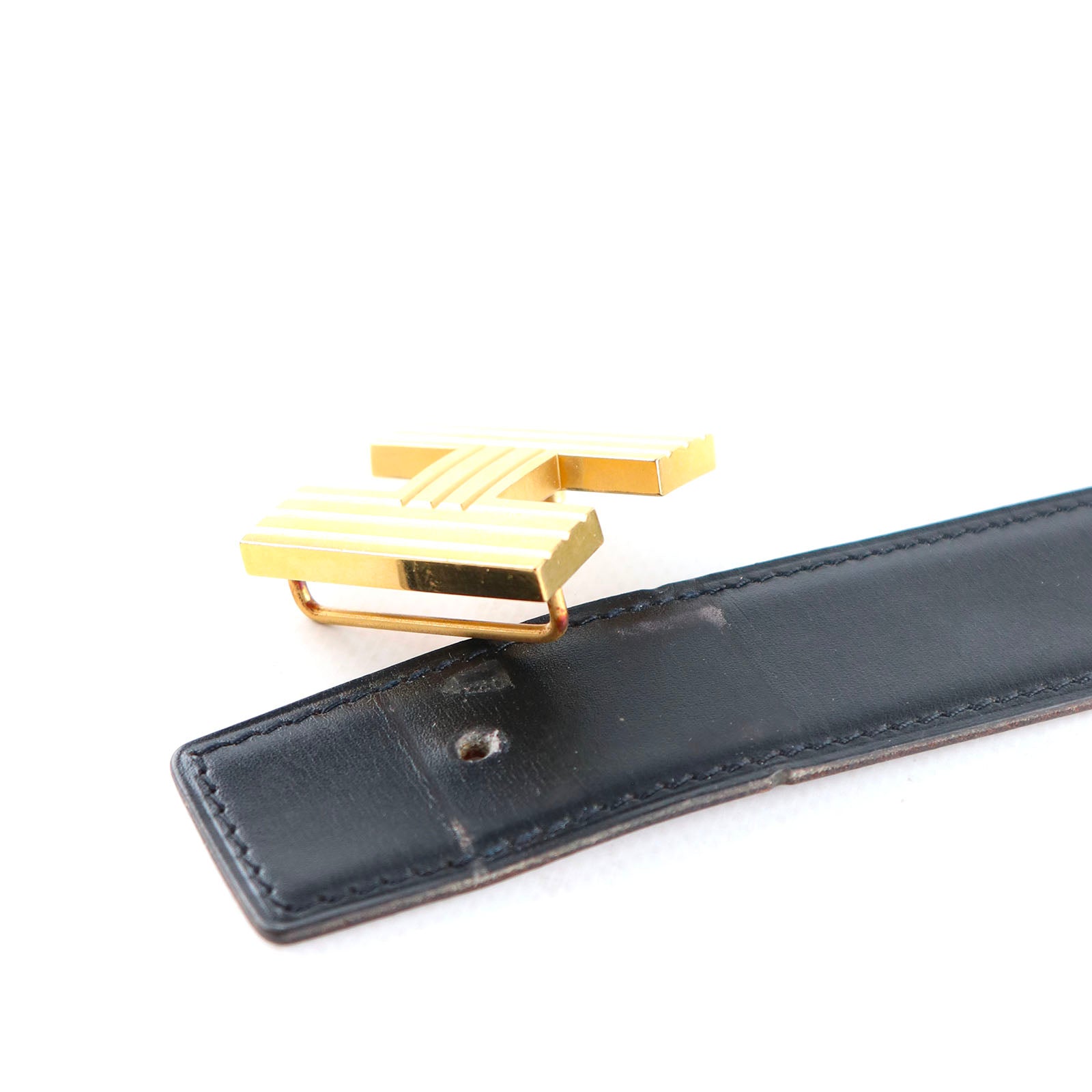 HERMÈS - Reversible belt with gold buckle (T75)