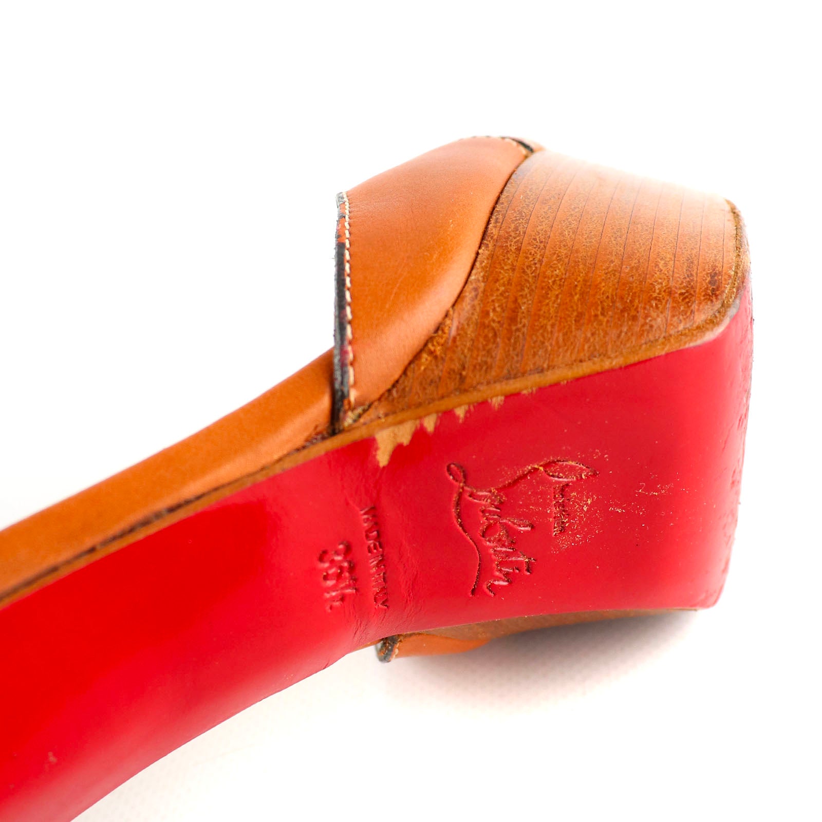 LOUBOUTIN - Sandales en cuir marron (T36,5)