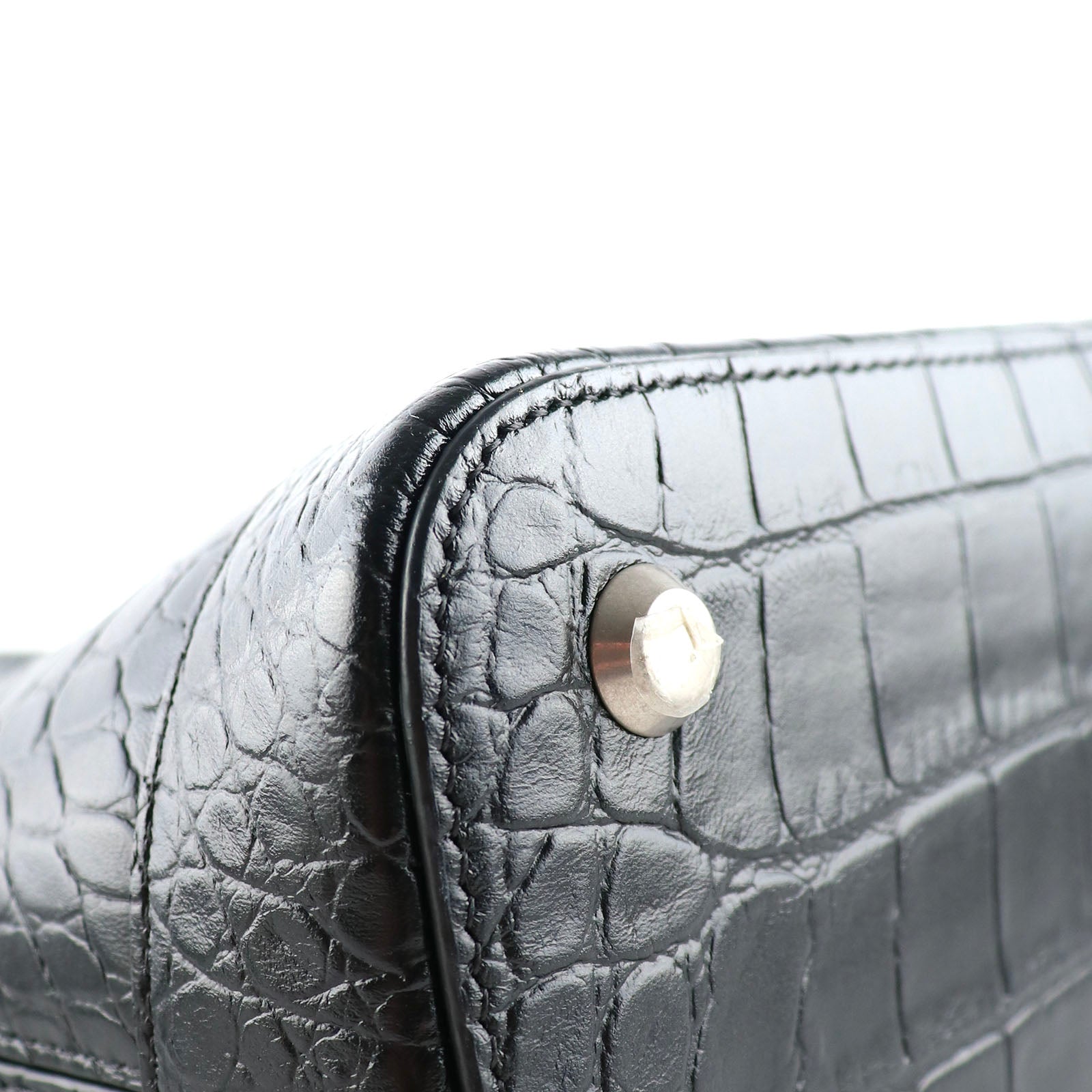BALENCIAGA - Sac à bandoulière Ville Top Handle cuir embossé croco noir