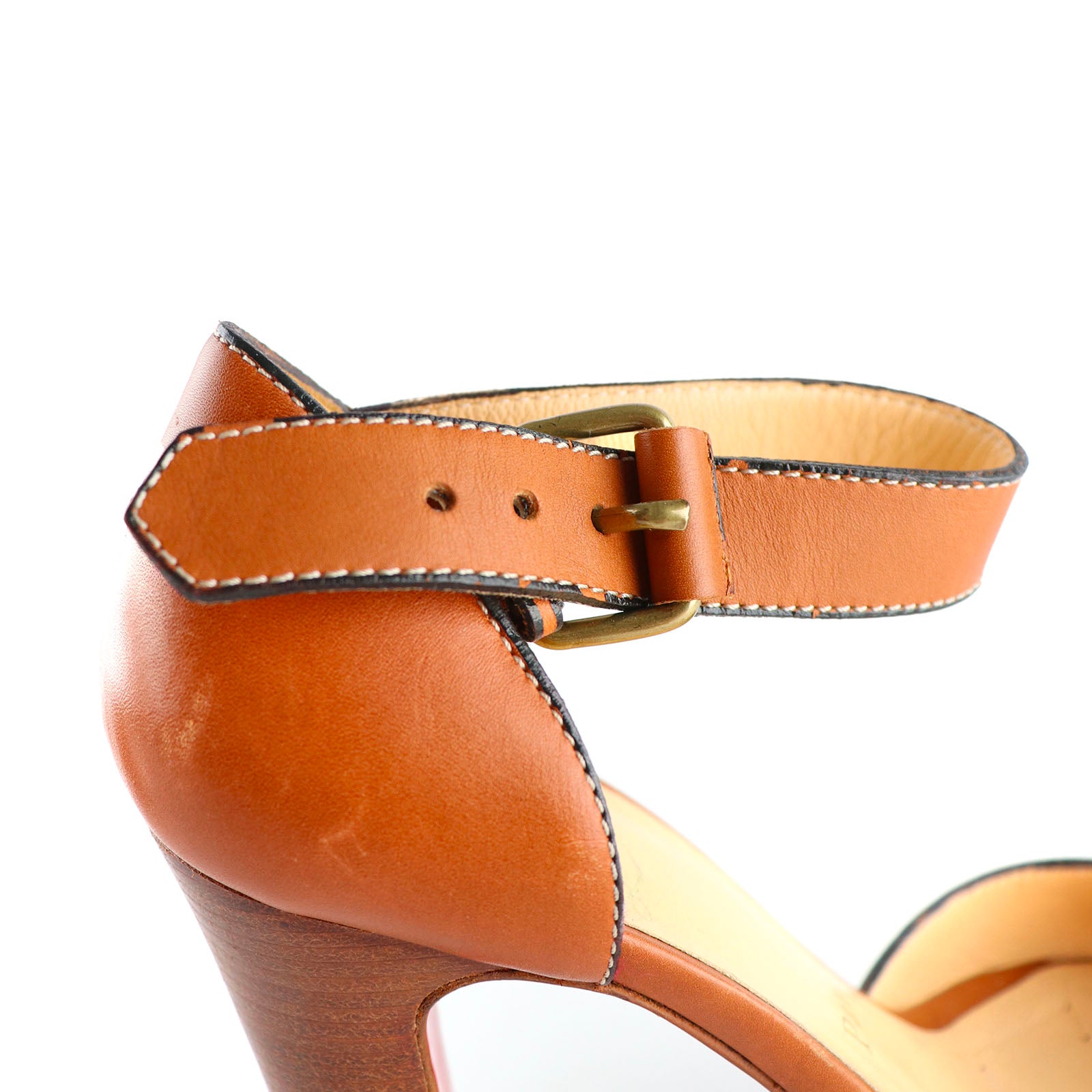 LOUBOUTIN - Sandales en cuir marron (T36,5)