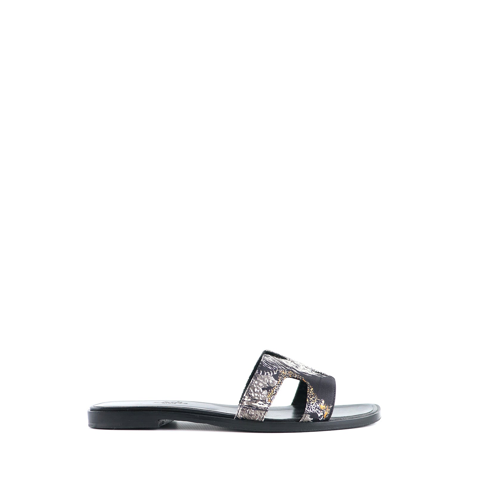 HERMÈS - Oran sandals in leather and silk (T38)