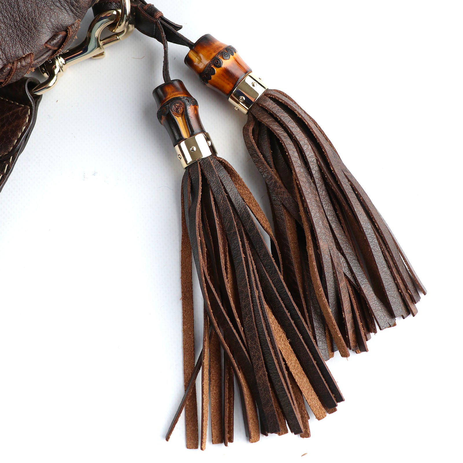 GUCCI - Jackie Bamboo shoulder bag in vintage brown leather