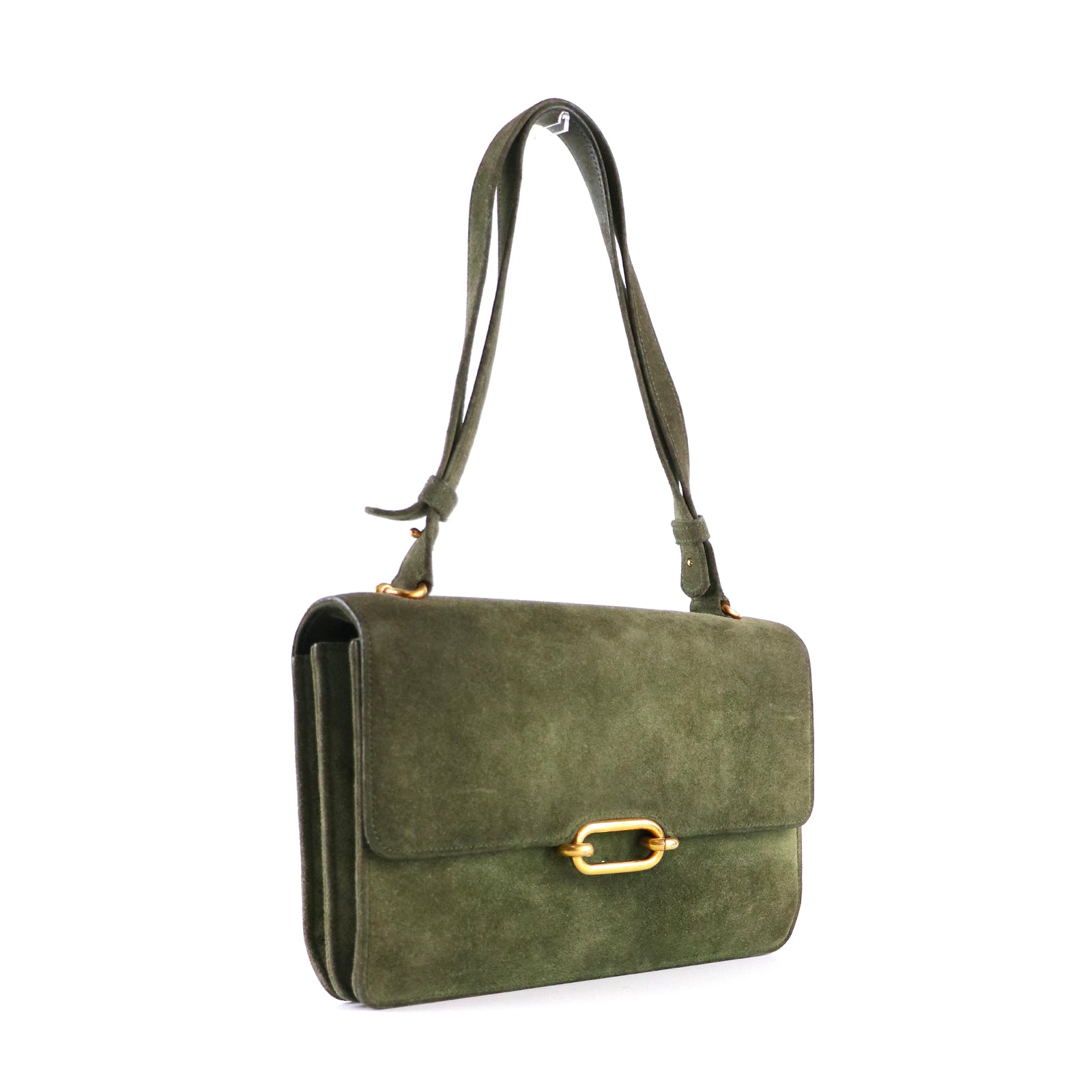 HERMÈS - Fonsbelle shoulder bag in vintage green suede