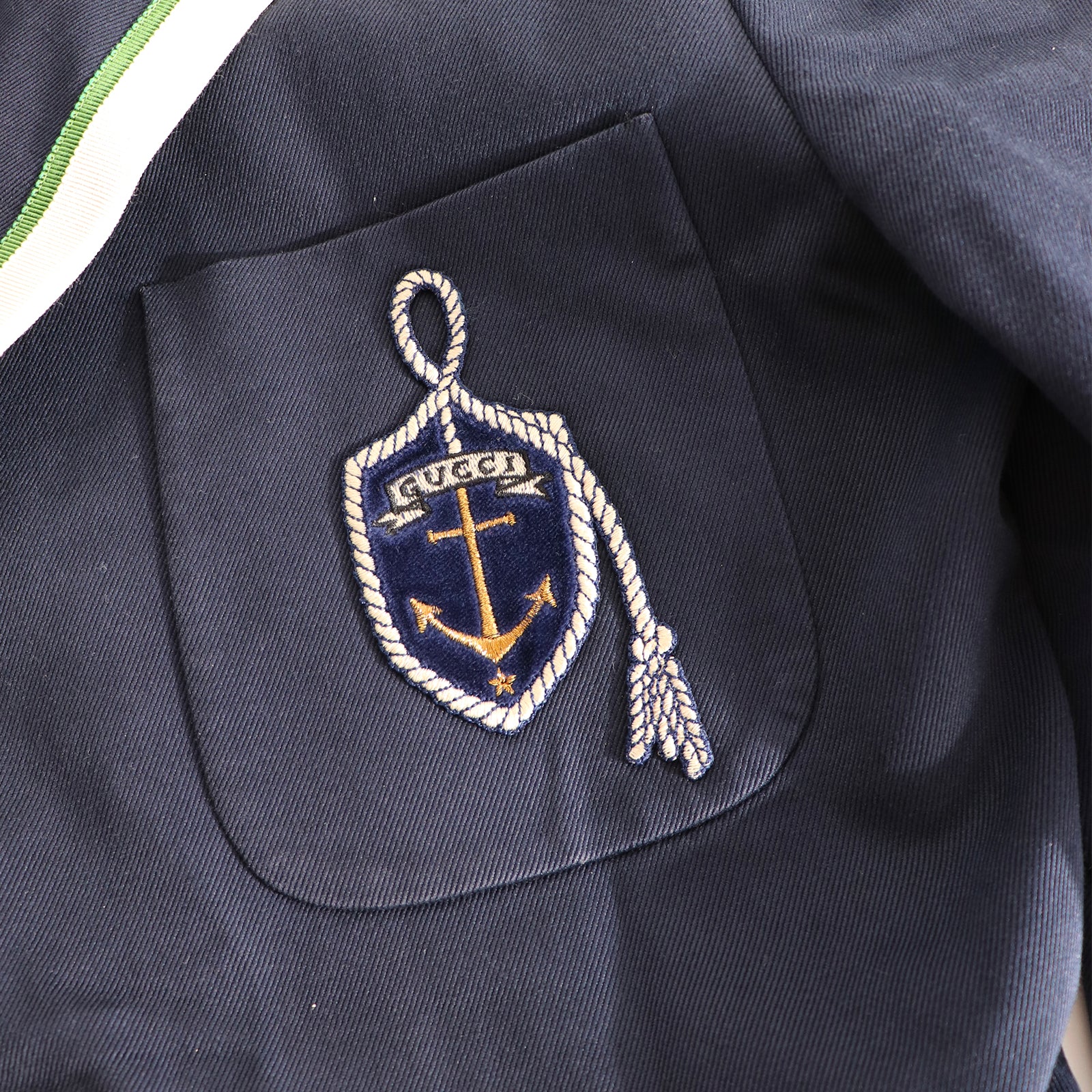 GUCCI - Veste de costume bleu marine avec écusson (T50)
