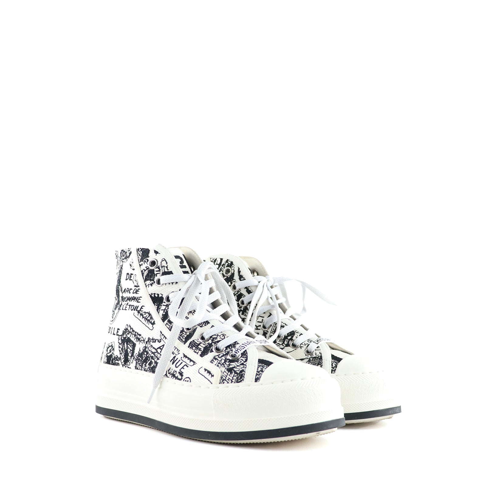 DIOR - Walk'N'Dior canvas high-top platform sneakers (T34)