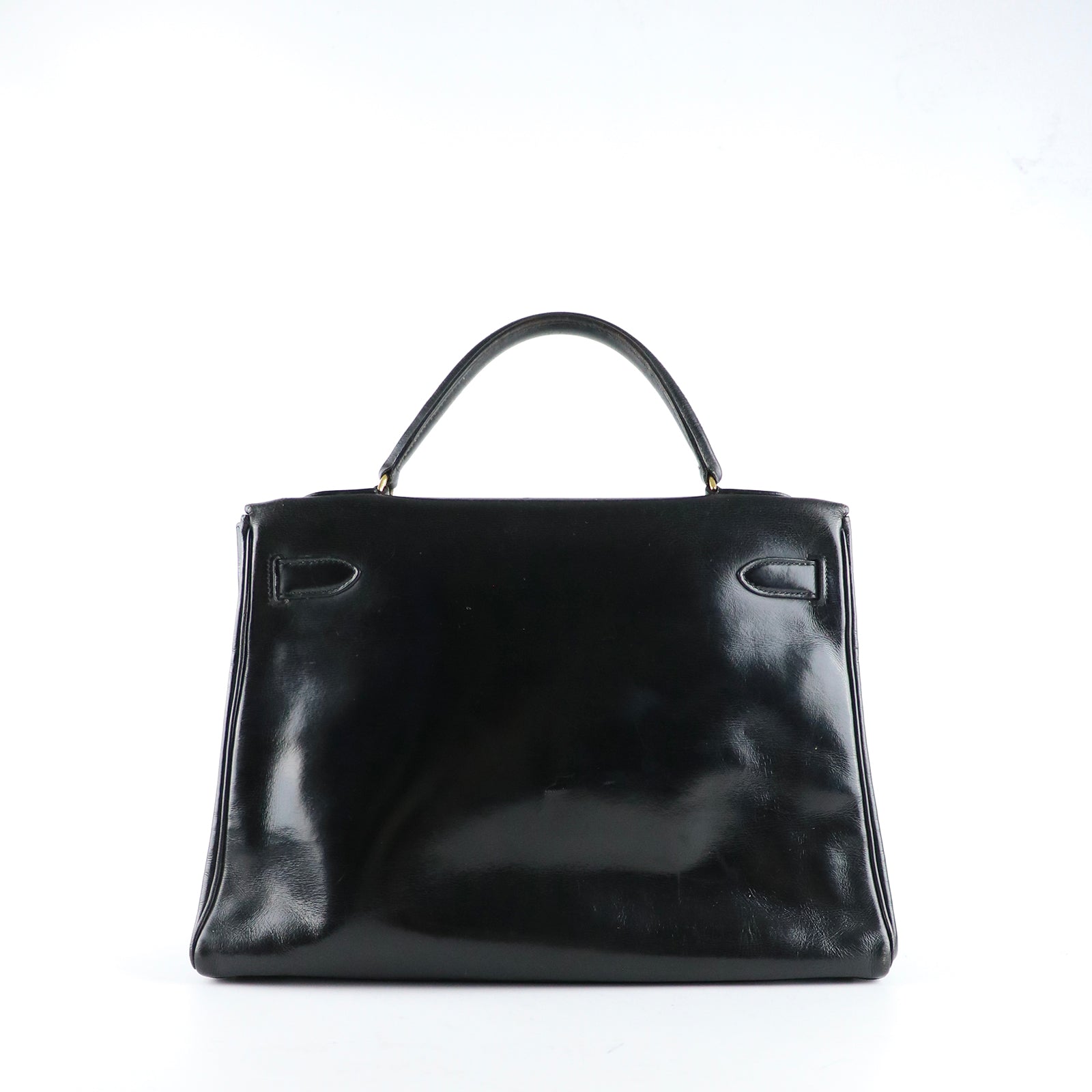 HERMÈS - Sac à main Kelly 32 en cuir box noir vintage