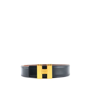 HERMÈS - Reversible belt with gold buckle (T75)