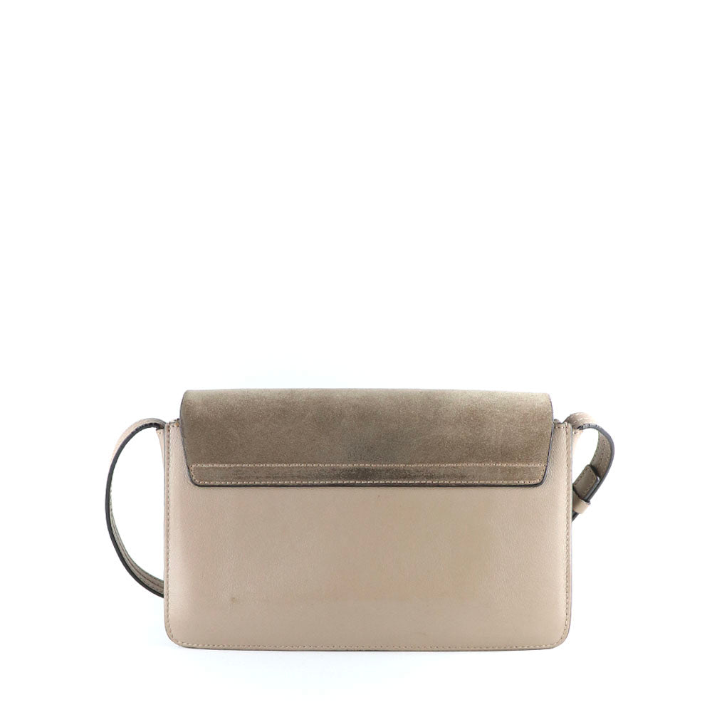 CHLOÉ - Sac à bandoulière Faye cuir lisse gris et daim