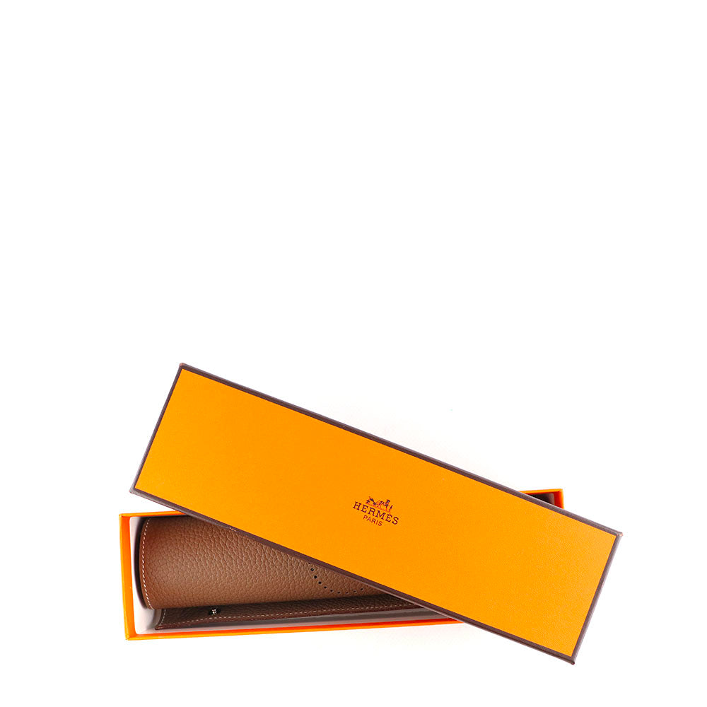 HERMÈS - Vide-poche Mises et Relances Evelyne en cuir taurillon Clémence etoupe
