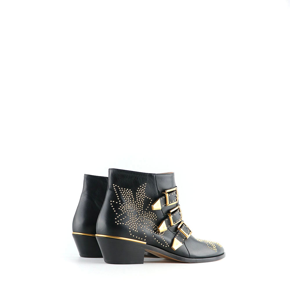 CHLOÉ - Bottines Susanna en cuir noir (T38,5)