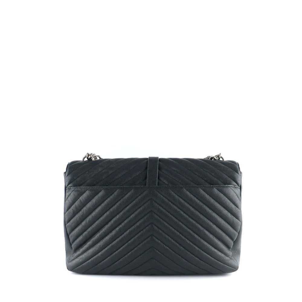 SAINT LAURENT - Sac à bandoulière Collège Large en cuir noir