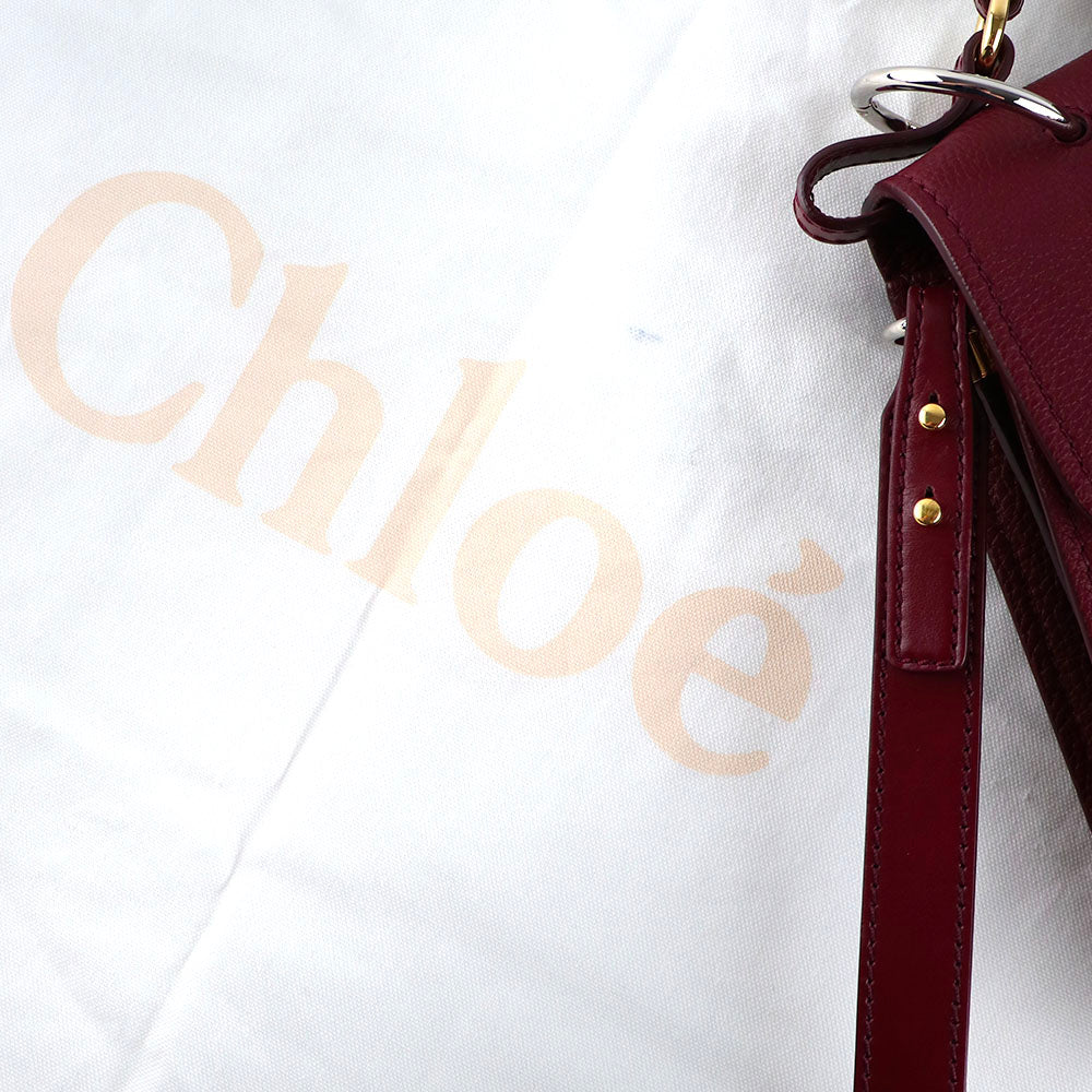 CHLOÉ - Aby shoulder bag in burgundy grained leather