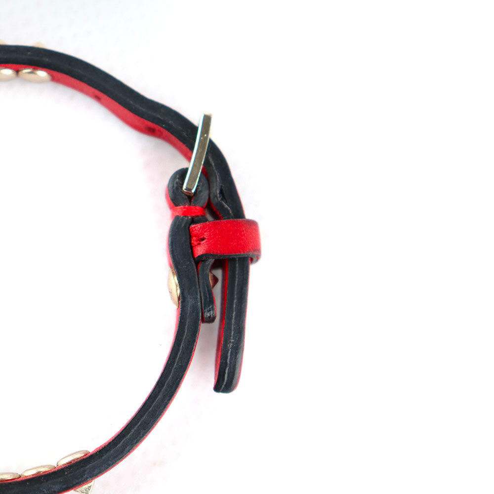 VALENTINO - Fine Rockstud bracelet in red leather