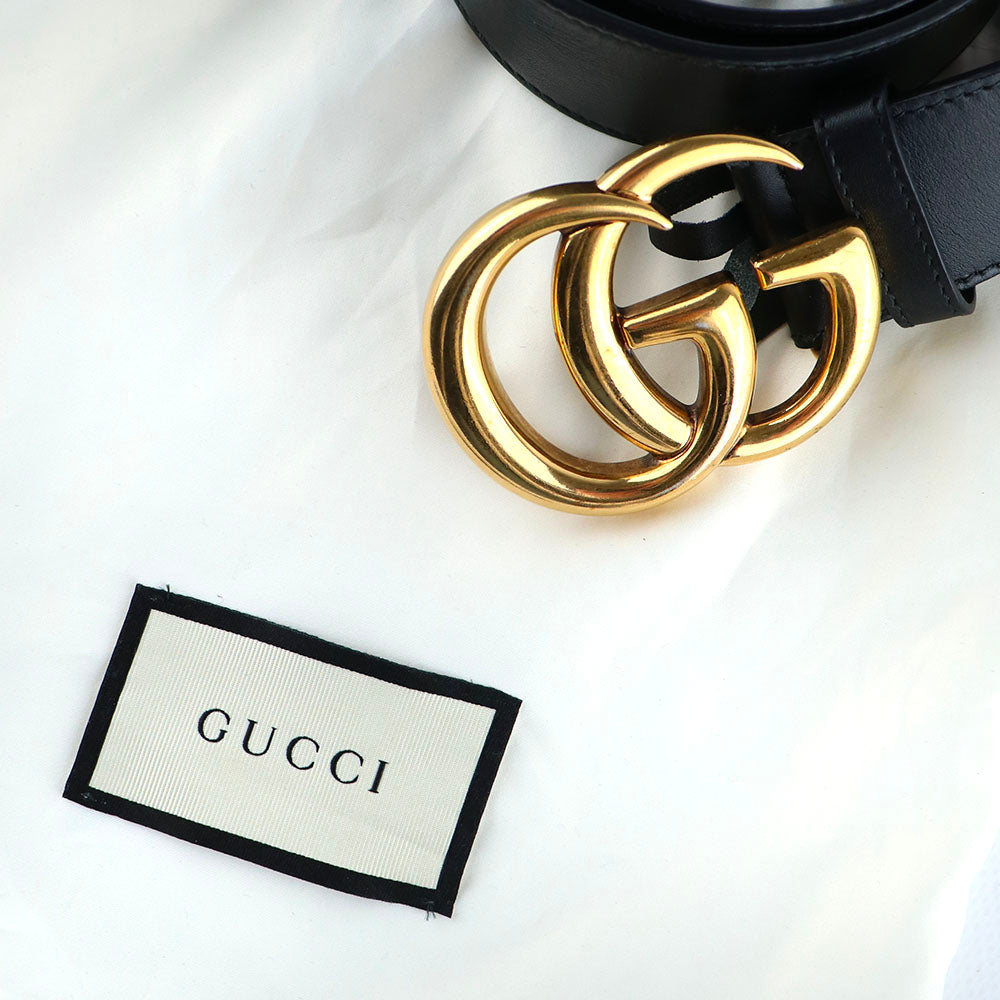 GUCCI - Ceinture GG Buckle en cuir lisse noir (T85)