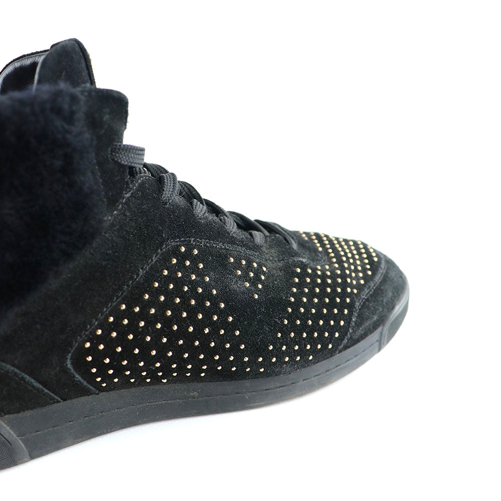 LOUIS VUITTON - Sneakers montantes en daim et laine noire (T38)