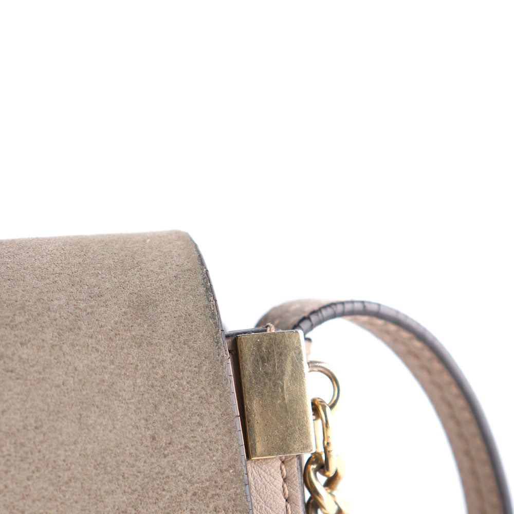 CHLOÉ - Faye shoulder bag in gray smooth leather and suede