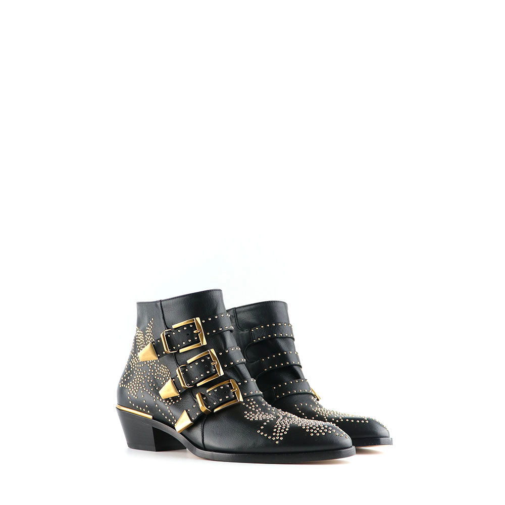 CHLOÉ - Bottines Susanna en cuir noir (T38,5)