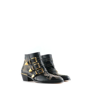 CHLOÉ - Bottines Susanna en cuir noir (T38,5)