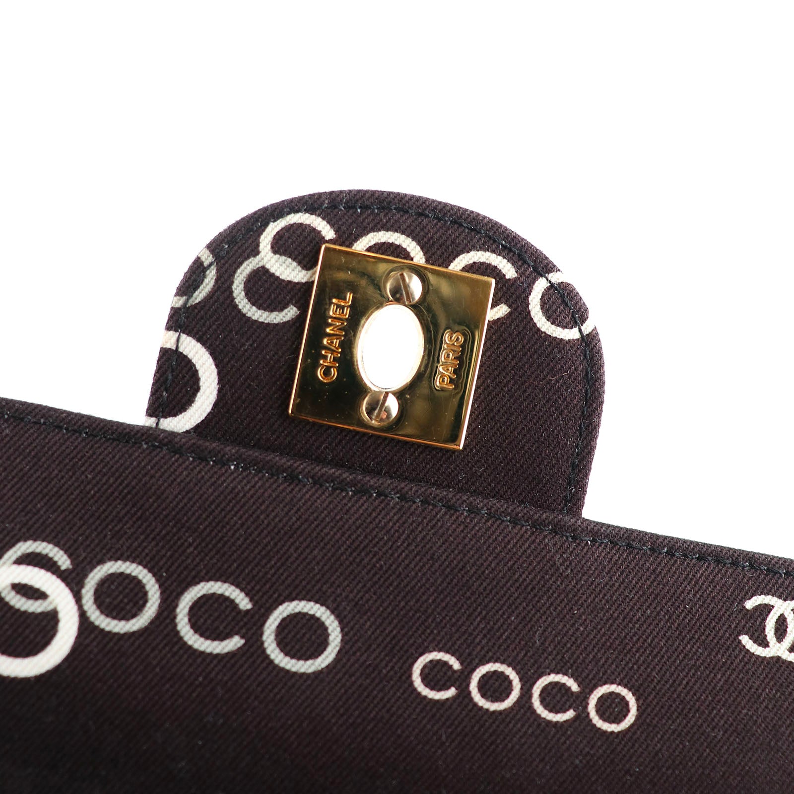 CHANEL - Sac à main East-West en coton noir