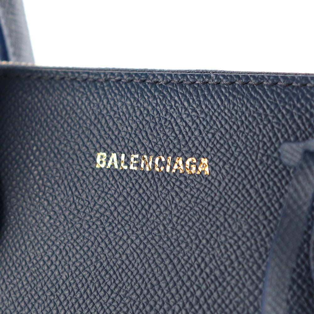 BALENCIAGA - Sac à bandoulière Ville Top Handle cuir grainé bleu marine