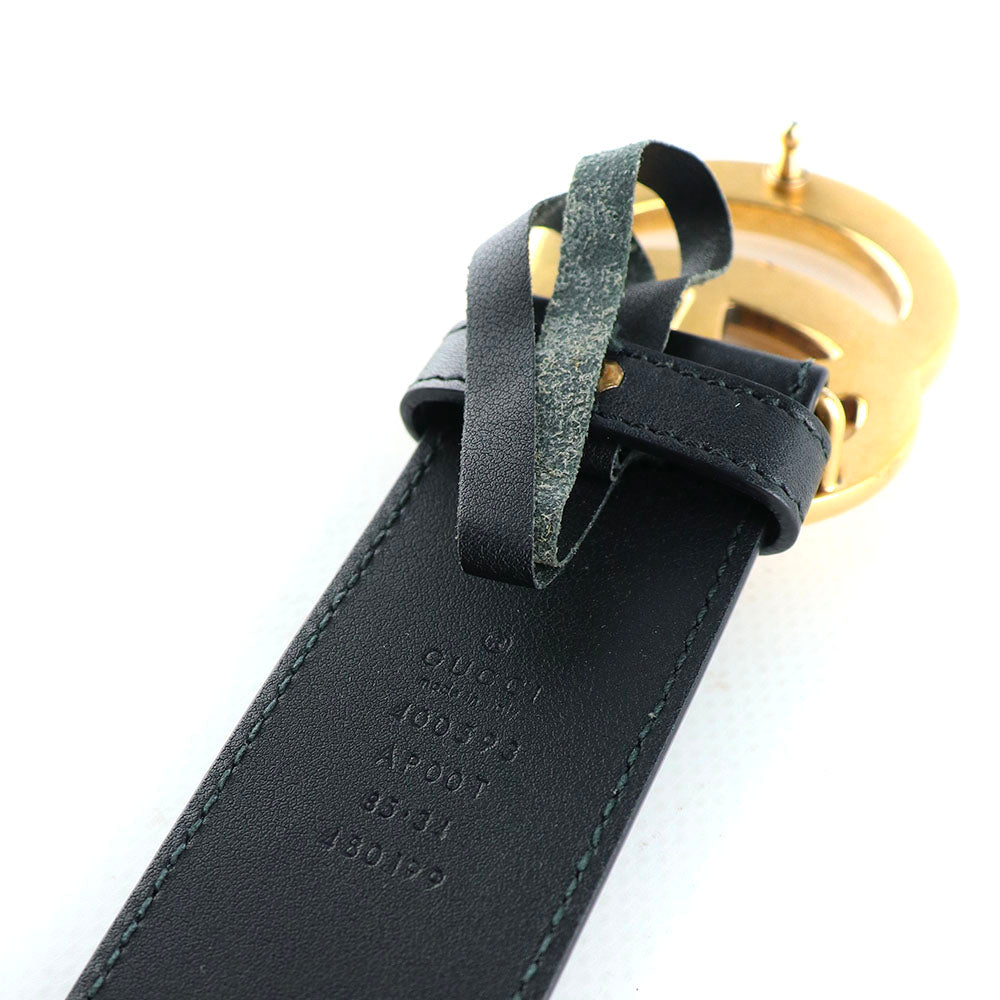 GUCCI - Ceinture GG Buckle en cuir lisse noir (T85)