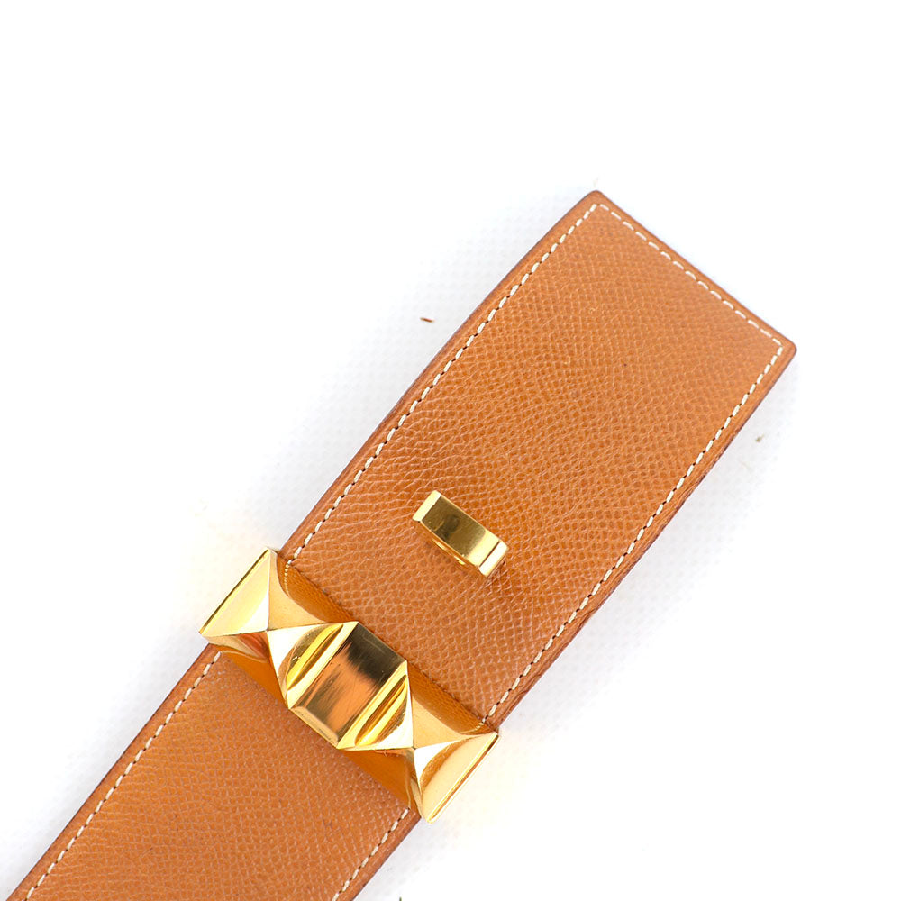HERMÈS - Ceinture Collier de Chien en cuir gold (T70)
